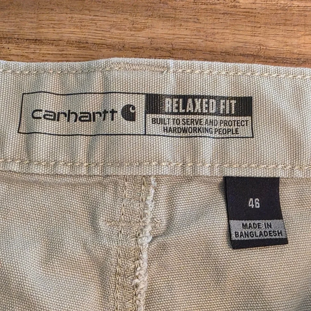 Carhartt Canvas Work Shorts Mens 46 Rugged Flex Relaxed Fit Khaki Tan Streetwear